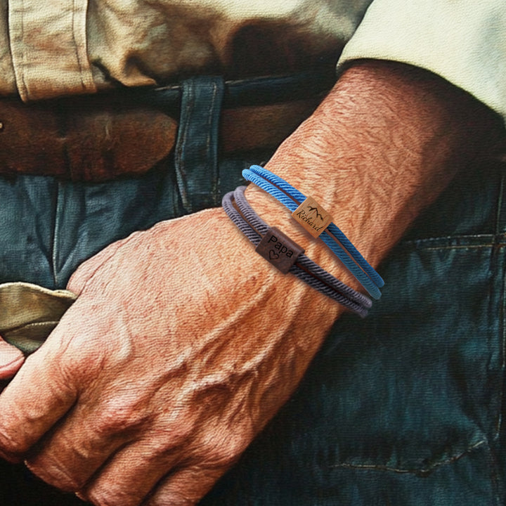 Personalized Family Wooden Milanese Cord Bracelet