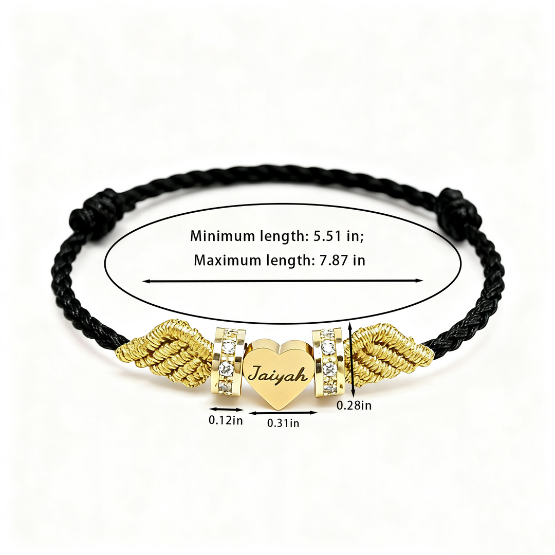 Personalized Angel Wing Parent-Child Bracelet – Custom Handwoven Birth Keepsake