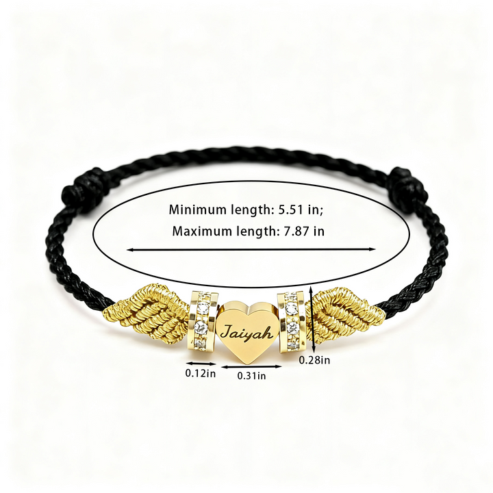 Personalized Angel Wing Parent-Child Bracelet – Custom Handwoven Birth Keepsake