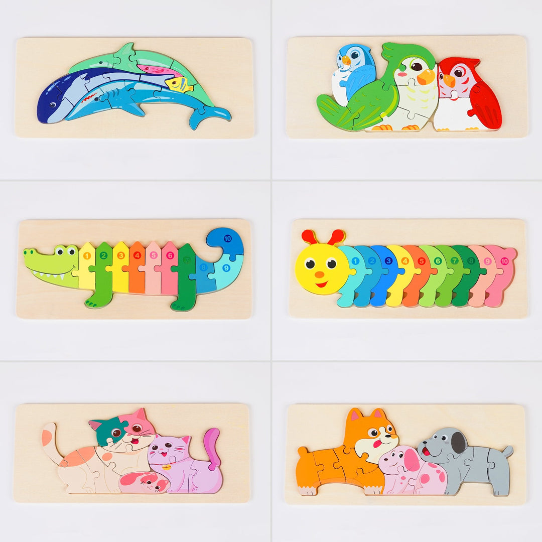 Personalized Wooden Animals Name Puzzle Stacking Puzzle