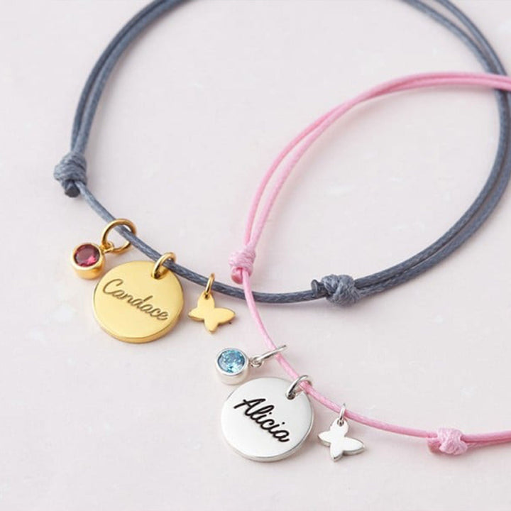 Personalized Braided Rope Name & Birthstone Bracelet – Sterling Silver, Adjustable Newborn Gift