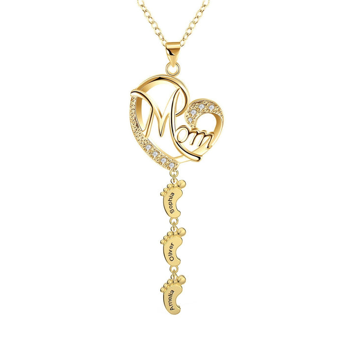 Persenalized S925 Mother's Day Necklace with Feet