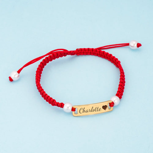 Hand-woven Red Cord Personalized Name Bracelet for Girls