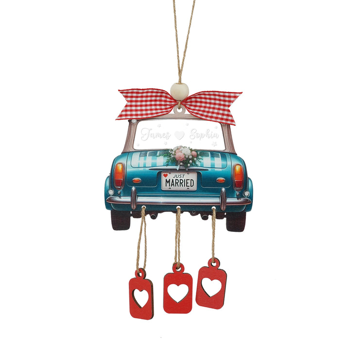 Personalized Just Married 3D Car Ornament | Custom Names & Year