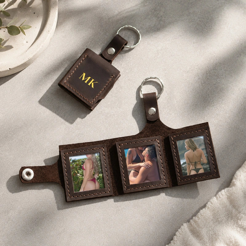 The "For Your Eyes Only" Secret Photo Leather Keychain