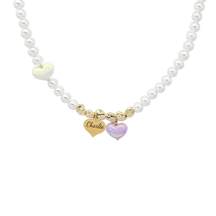 Personalized Heart Pearl Necklace – Custom Birthday Gift