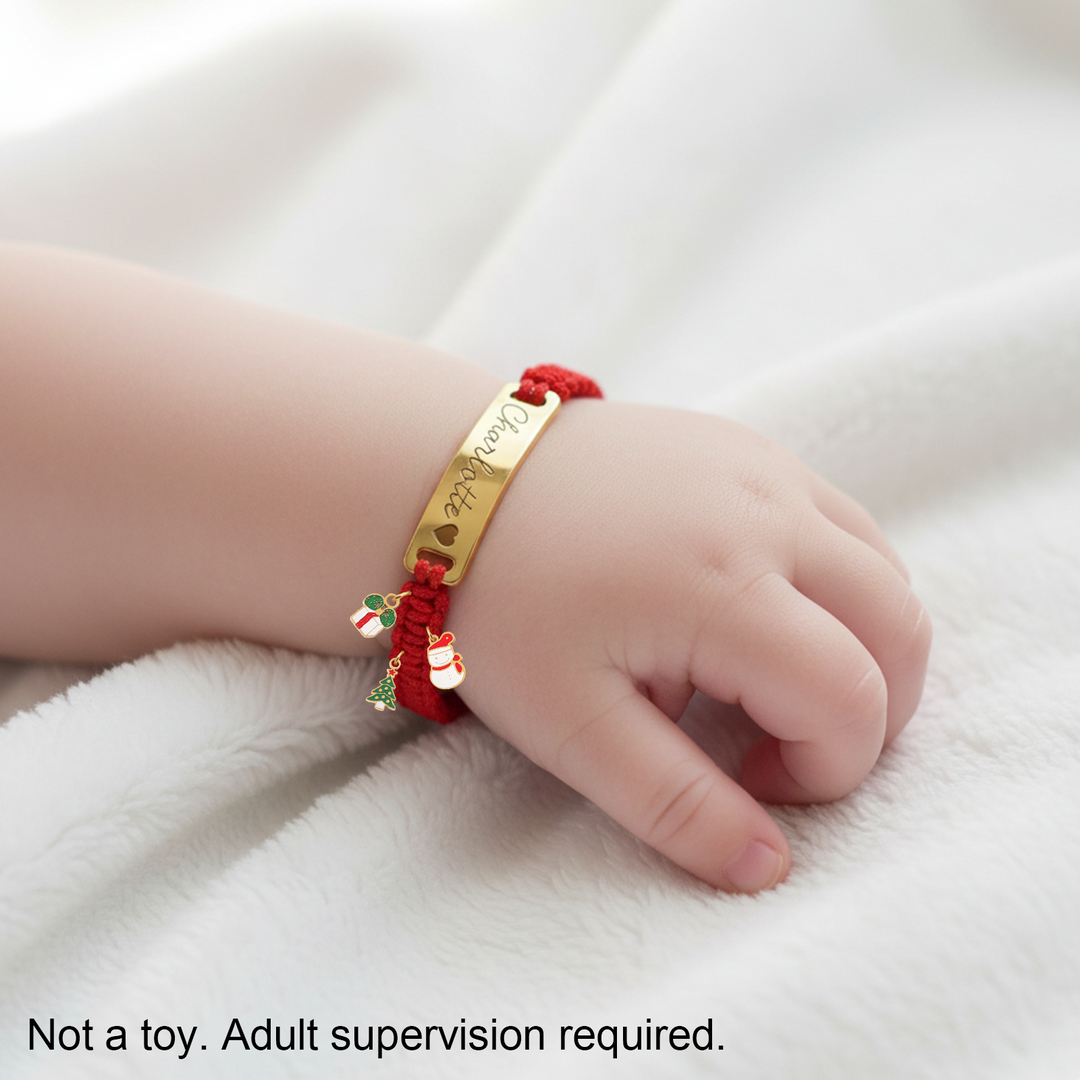 Christmas Baby Braided Cord Custom Bracelet (Parent-Child Edition) – A Sweet Holiday Keepsake