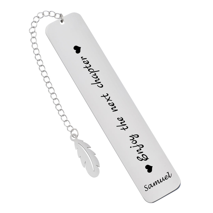 Personalised Metal Inspirational Bookmark with Name and Chain