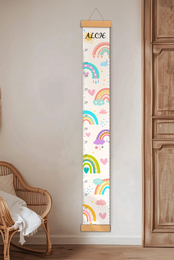 Personalized Rainbow Hanging Canvas Height Ruler