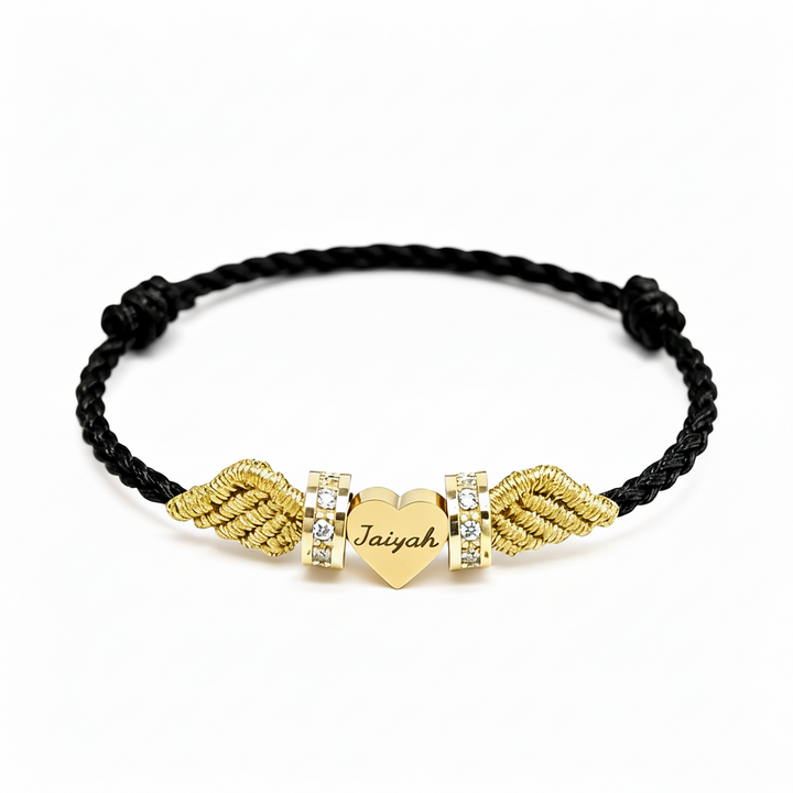 Personalized Angel Wing Parent-Child Bracelet – Custom Handwoven Birth Keepsake