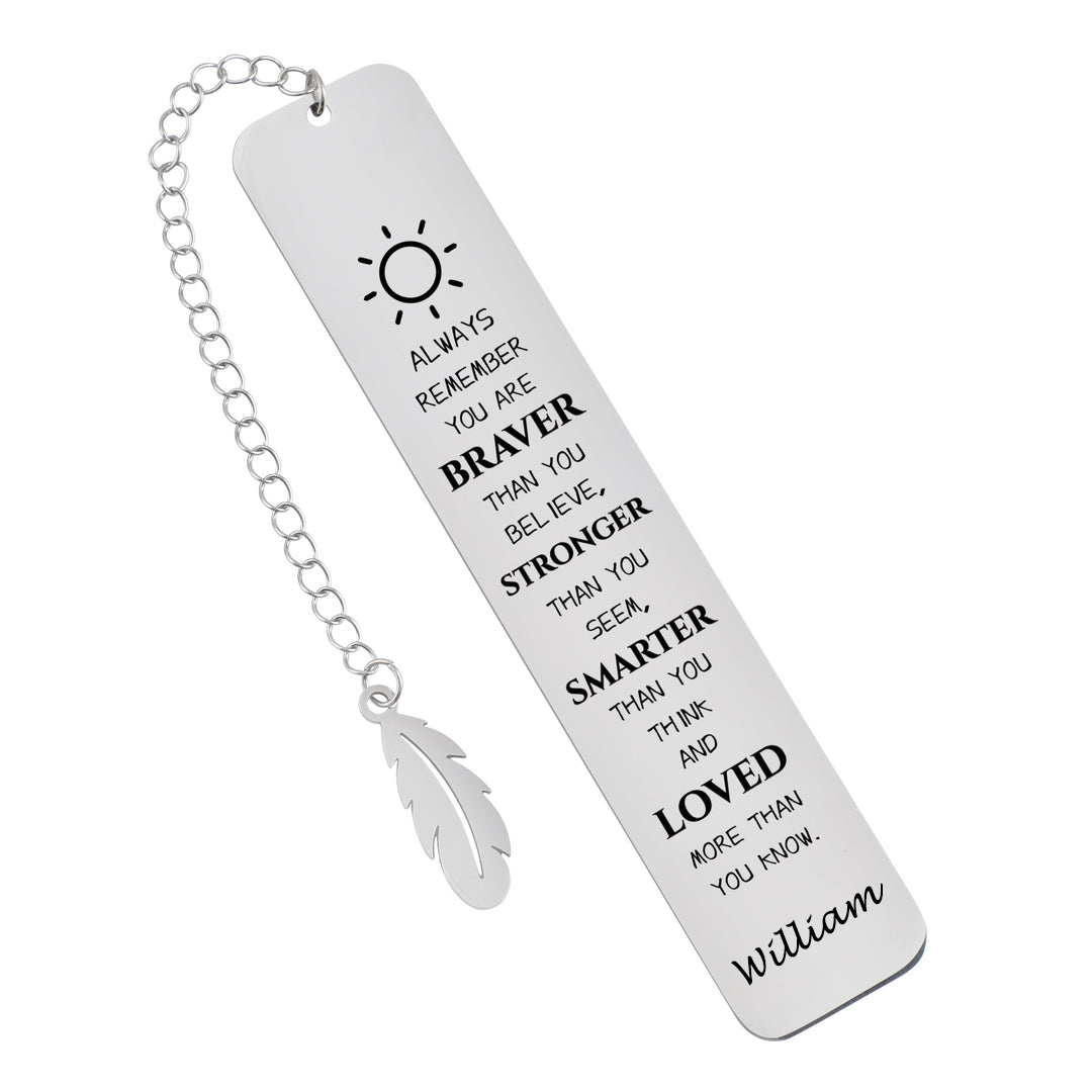 Personalized Stainless Steel Metal Inspirational Bookmark with Name Tassel