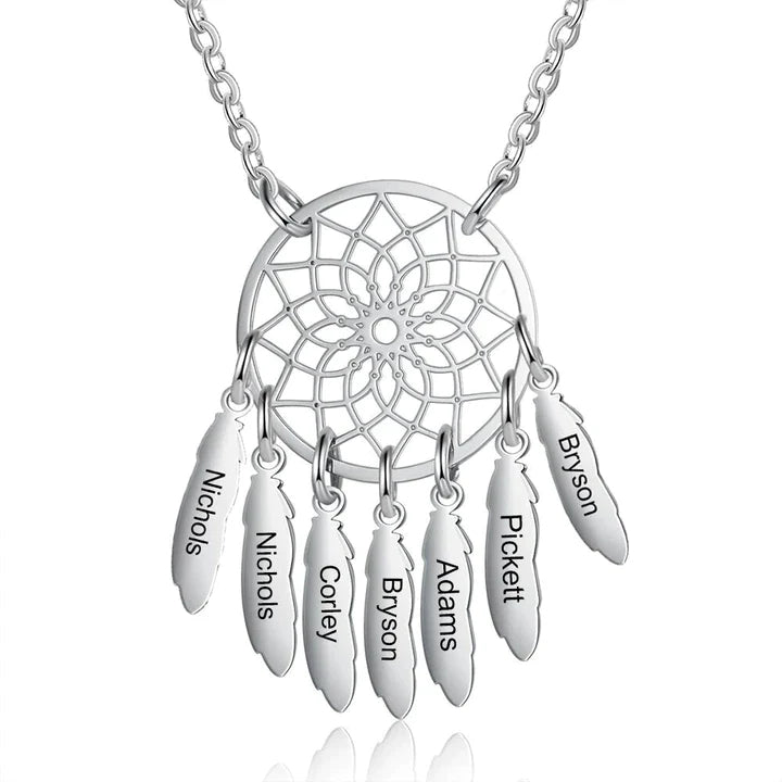 Personalized Dream Catcher Family Name Necklace