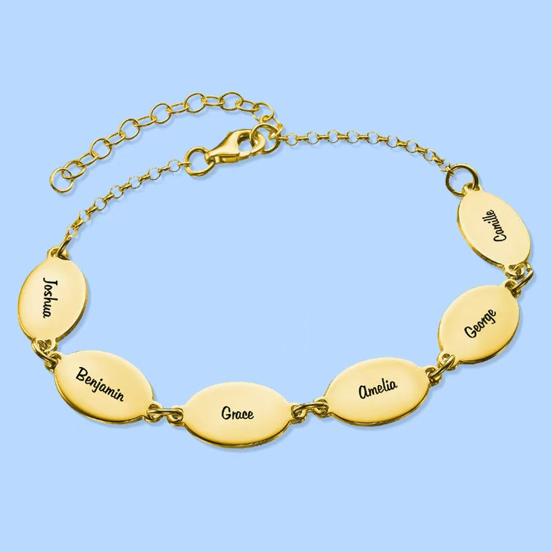 Personalized Oval Bracelet with Engraving Women's Gift