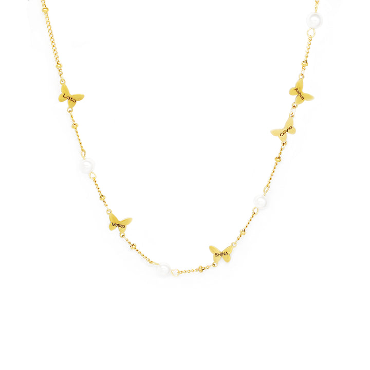 Personalized butterfly pearl name custom necklace