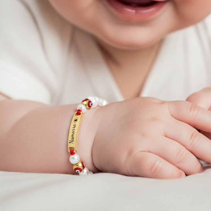 Personalized Evil Eye Baby Bracelet – Custom Handwoven Birth Keepsake for Newborns & Infants