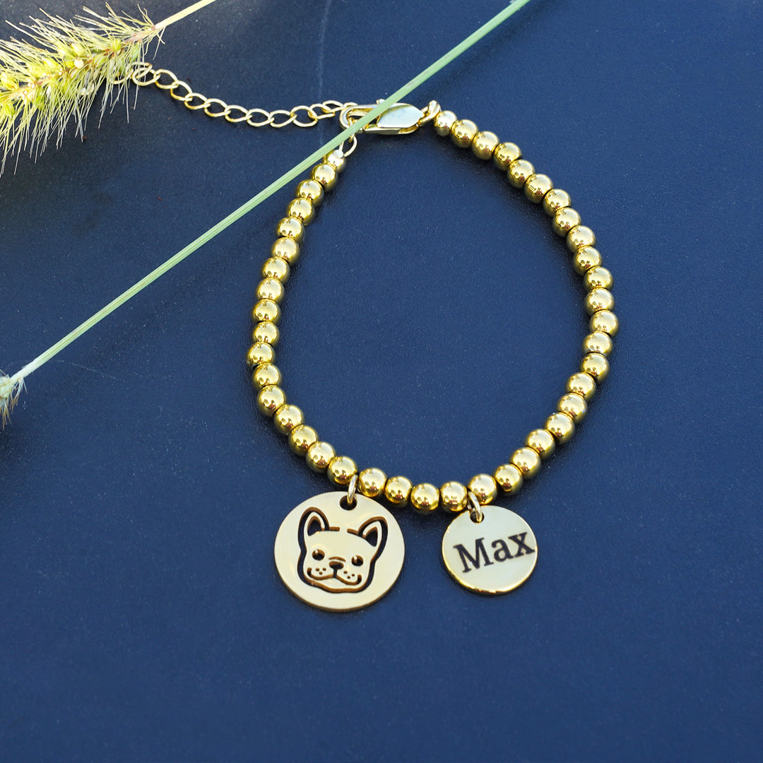 Personalized Dog Charm Bracelet Engravable Adjustable Bracelet