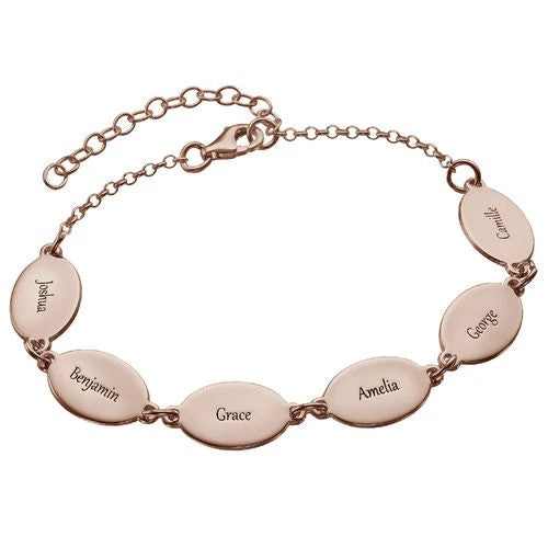 Personalized Oval Bracelet with Engraving Women's Gift