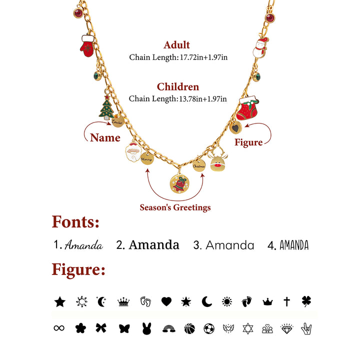 Christmas Parent-Child Bracelet & Necklace Set – Custom Titanium Steel Jewelry for Families