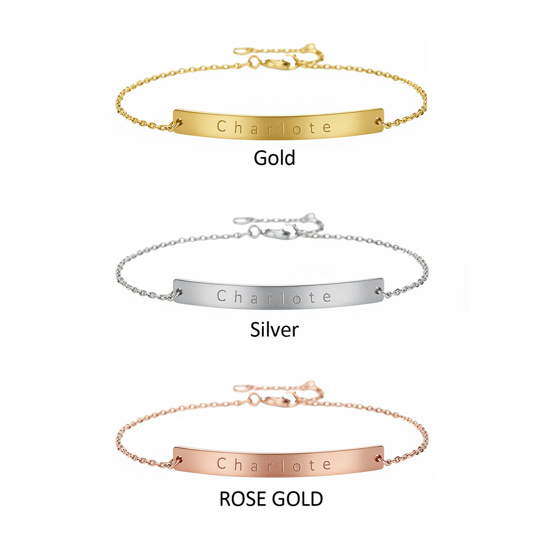 Customized Birthday Great Gift Baby Name Bar ID Bracelet