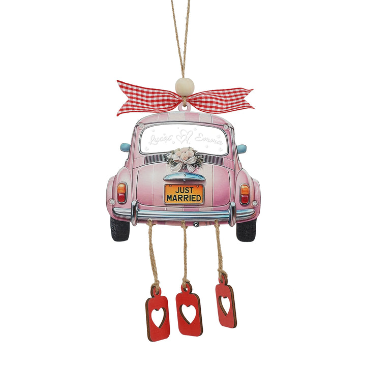 Personalized Just Married 3D Car Ornament | Custom Names & Year