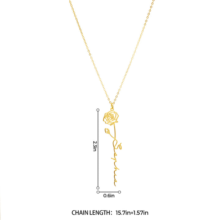 Personalized Birth Flower Name Necklace