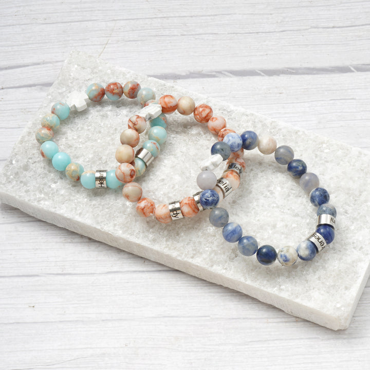 Personalized natural stone bead bracelet (Natural red serpentine)
