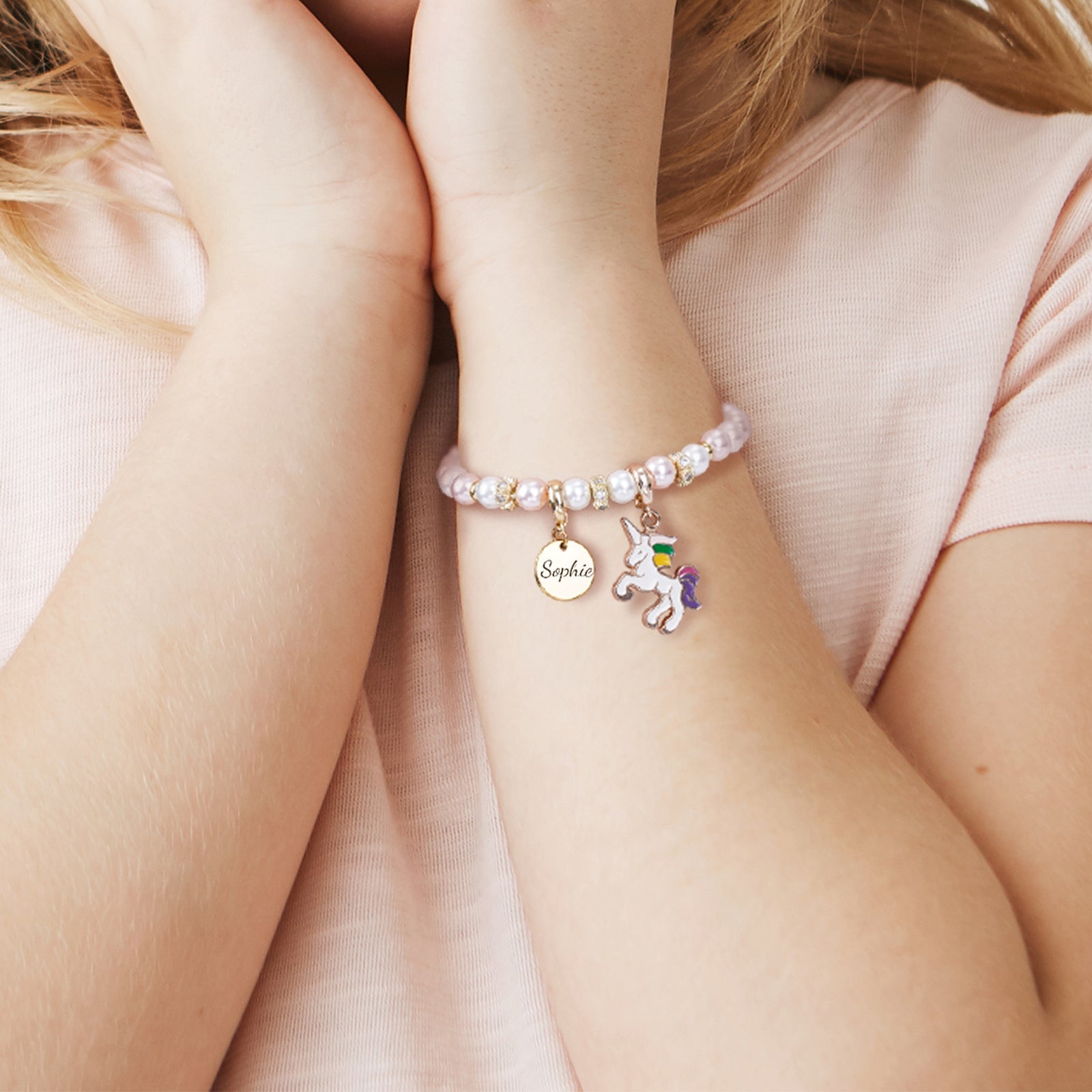 Unicorn Personalized Children's Name Pearl Bracelet