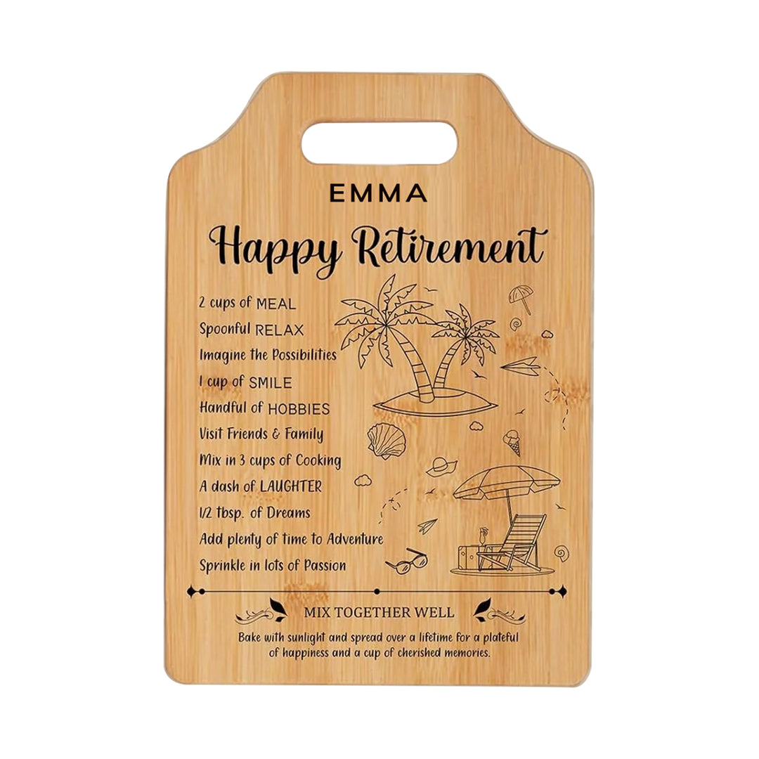 Personalized Bamboo Cutting Board Retirement Gift Prepared For Her