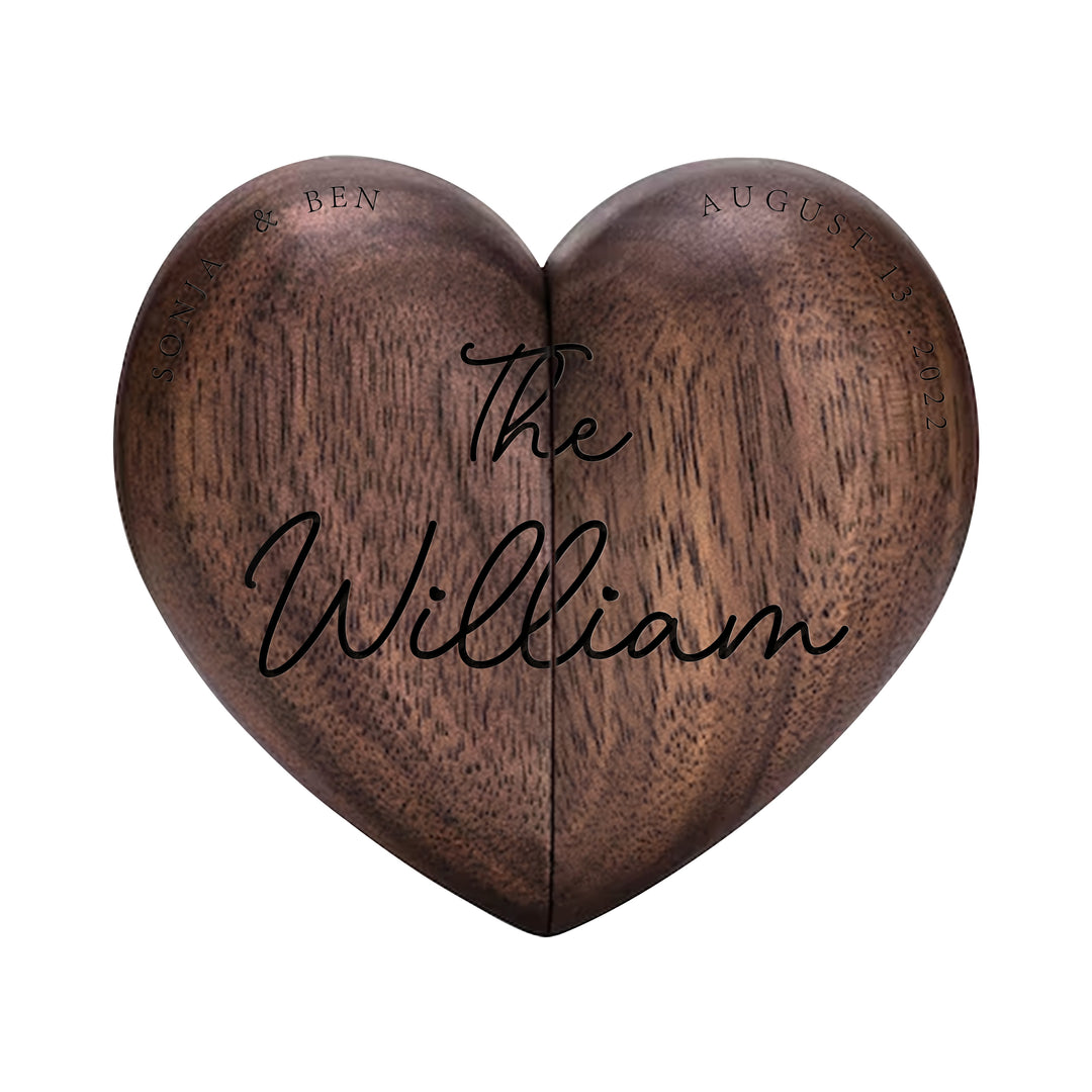 Personalized Wooden Ring Box & Gift Couples With Engraved Birth Flowers On The Back