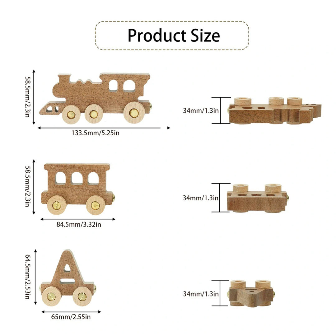 Personalized Wooden Name Train – Custom Puzzle Toy for Toddlers & Kids