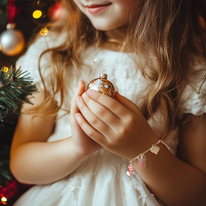 Personalized Heart-Shaped Christmas Charm Children's Bracelet