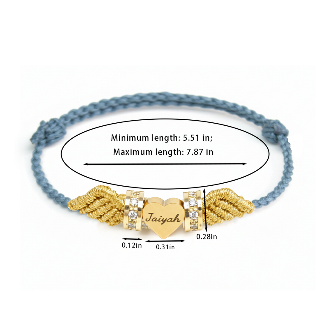Personalized Angel Wing Parent-Child Bracelet – Custom Handwoven Birth Keepsake