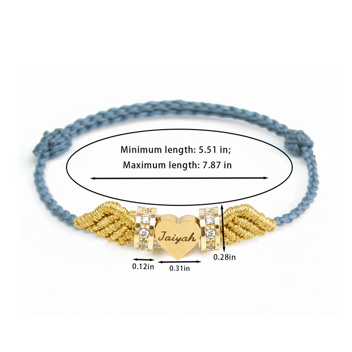 Personalized Angel Wing Parent-Child Bracelet – Custom Handwoven Birth Keepsake