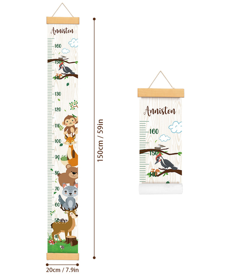 Personalized Animal Theme Hanging Canvas Height Ruler