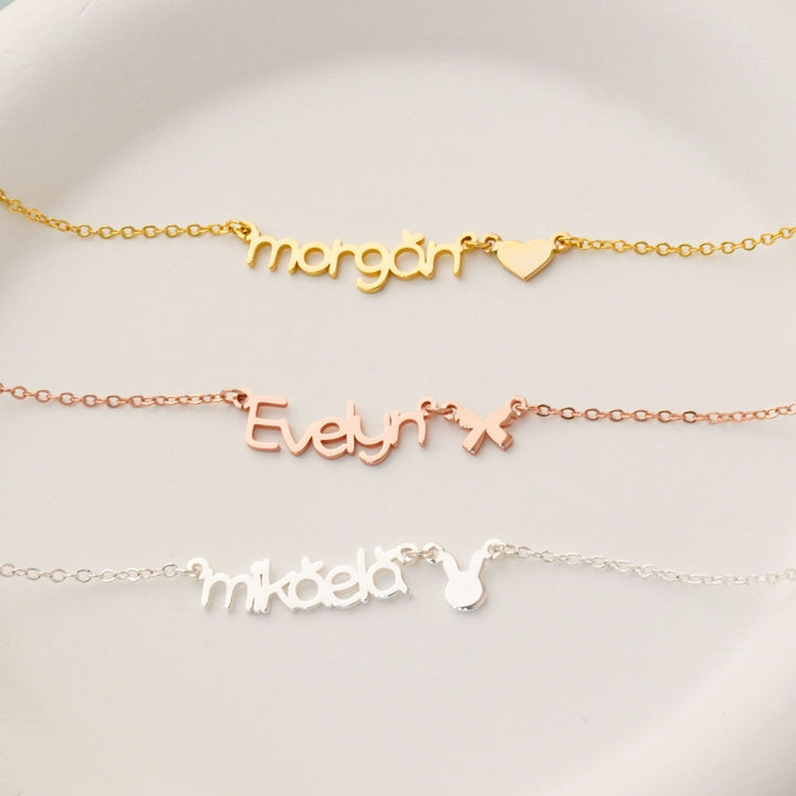 Personalized Kids Name Necklace with Cute Element