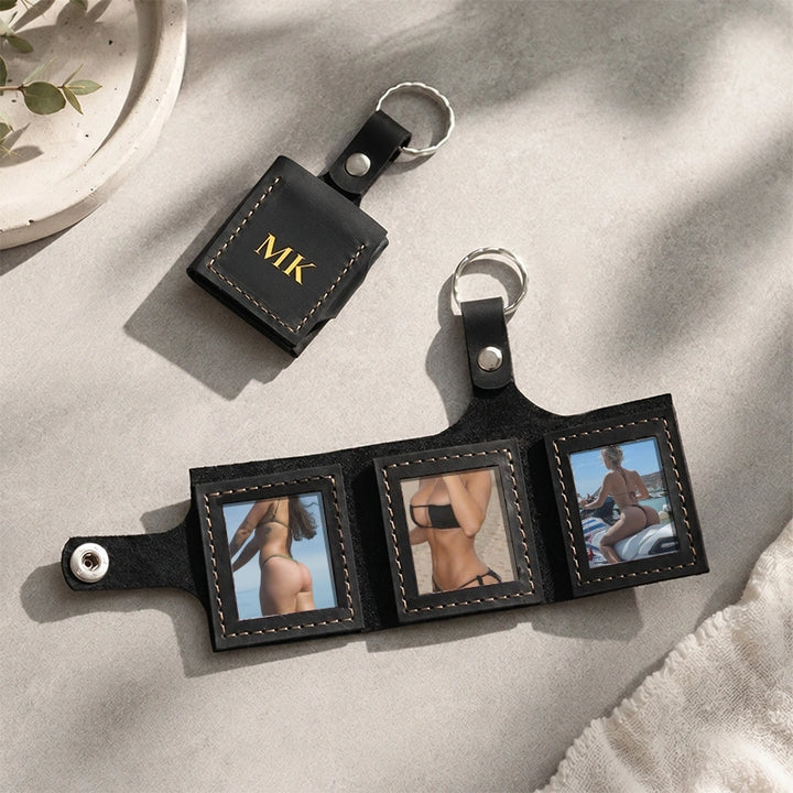 The "For Your Eyes Only" Secret Photo Leather Keychain