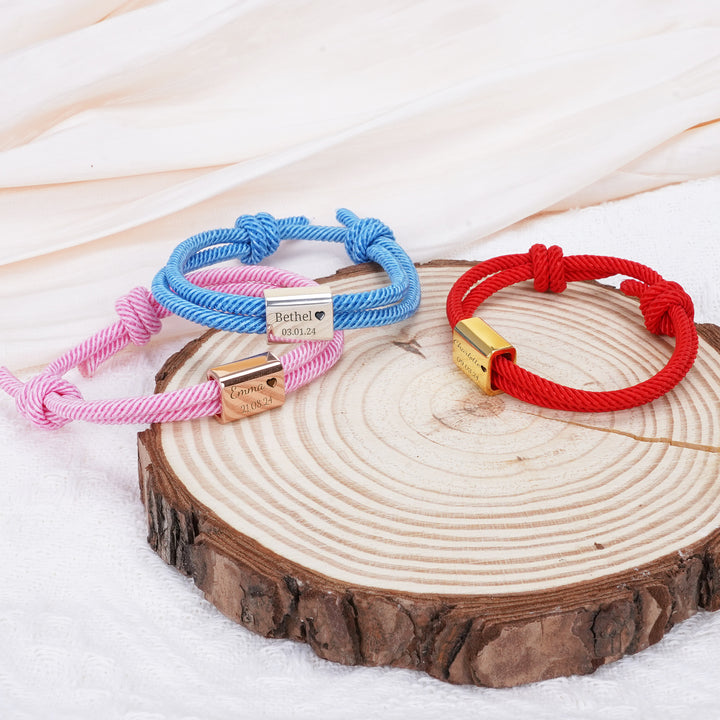 Hand-woven personalized name custom metal children's bracelet