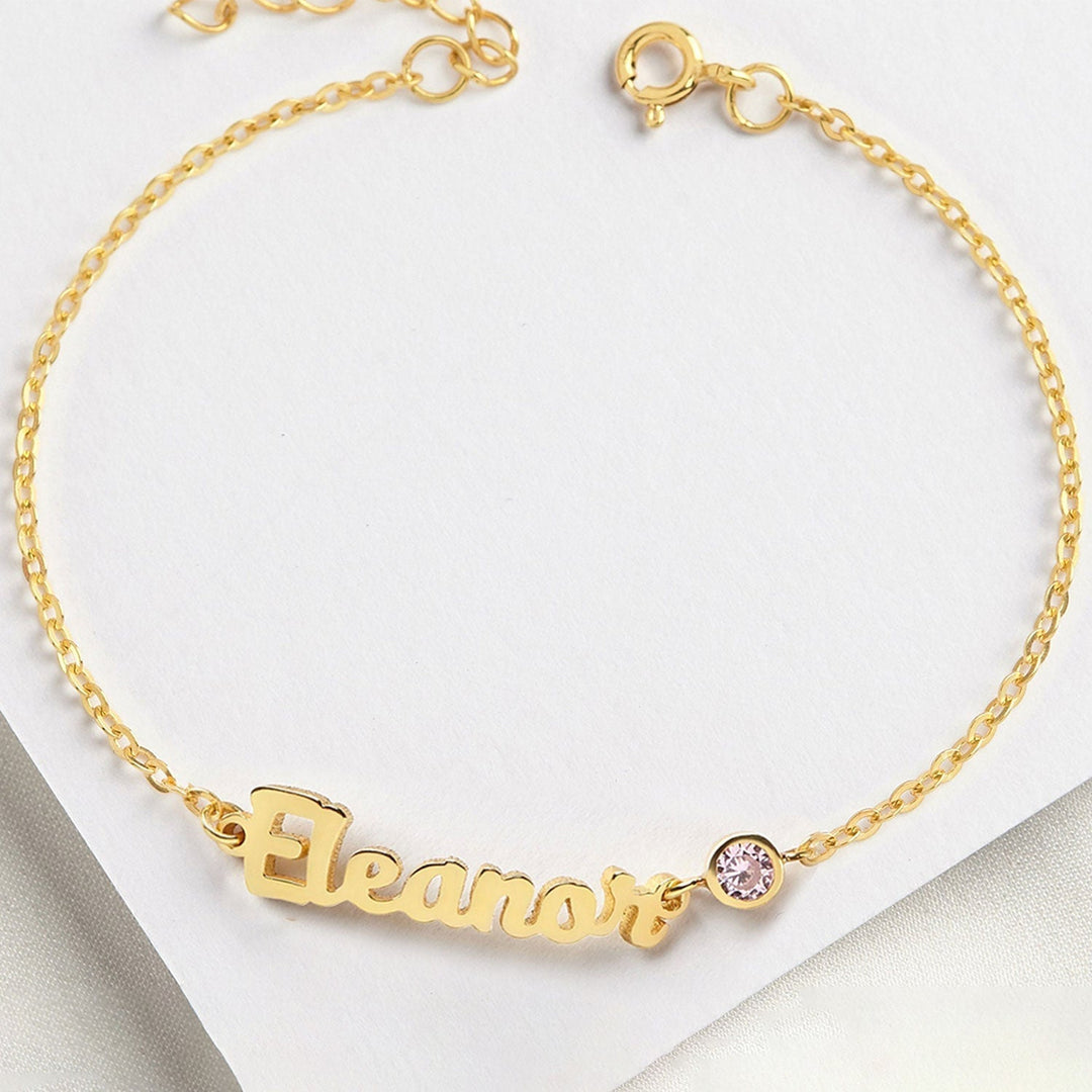 Personalized Baby Name Bracelet With Birthstone