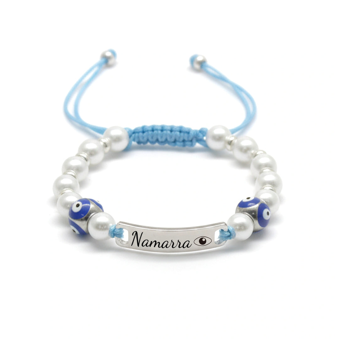 Personalized Evil Eye Baby Bracelet – Custom Handwoven Birth Keepsake for Newborns & Infants