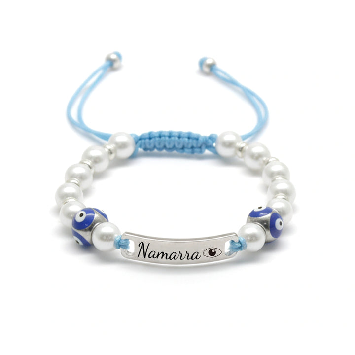 Personalized Evil Eye Baby Bracelet – Custom Handwoven Birth Keepsake for Newborns & Infants