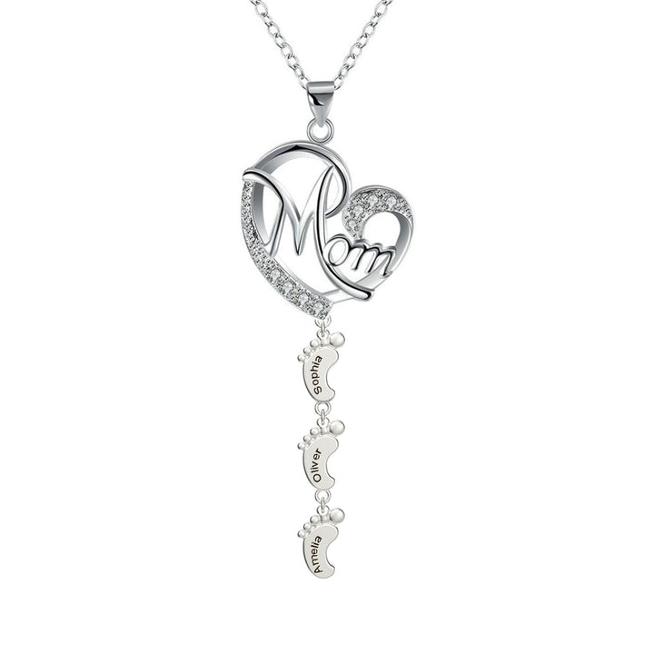 Persenalized S925 Mother's Day Necklace with Feet