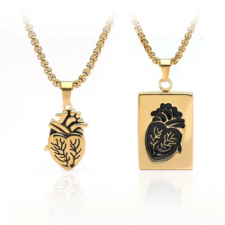 2Pcs Couple Anatomical Heart Puzzle Necklaces