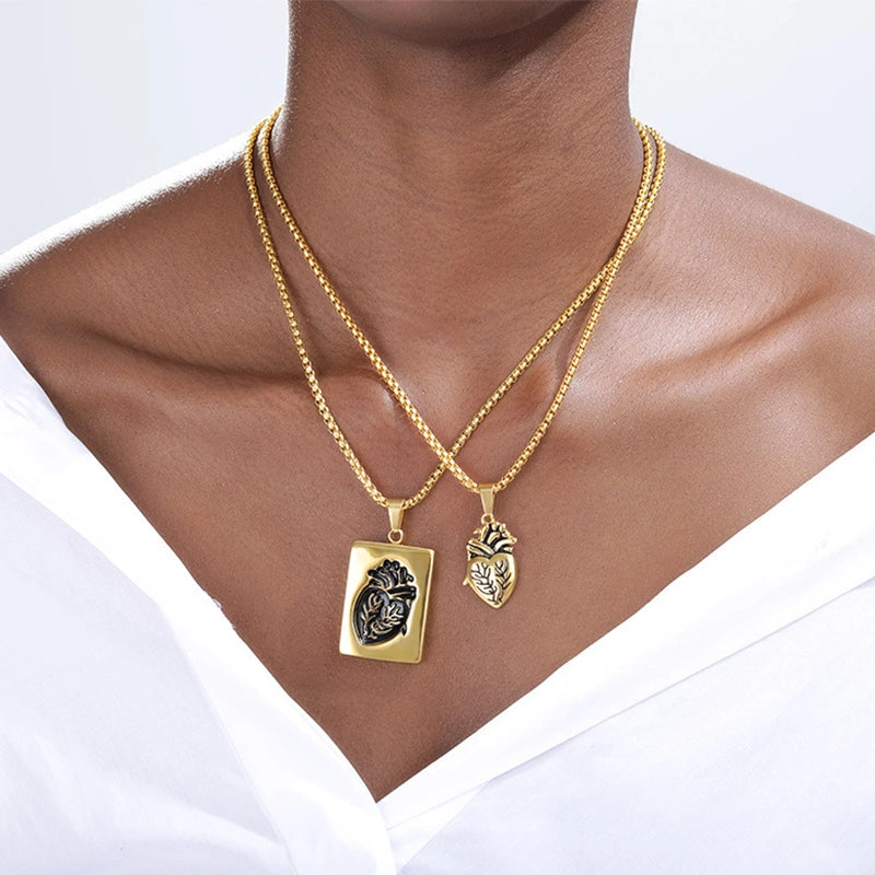 2Pcs Couple Anatomical Heart Puzzle Necklaces