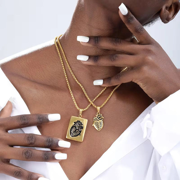 2Pcs Couple Anatomical Heart Puzzle Necklaces