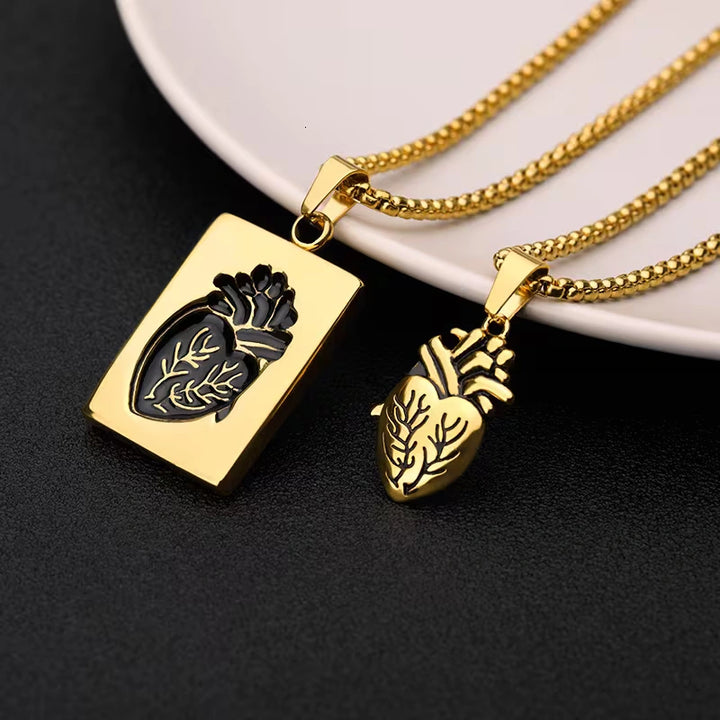 2Pcs Couple Anatomical Heart Puzzle Necklaces