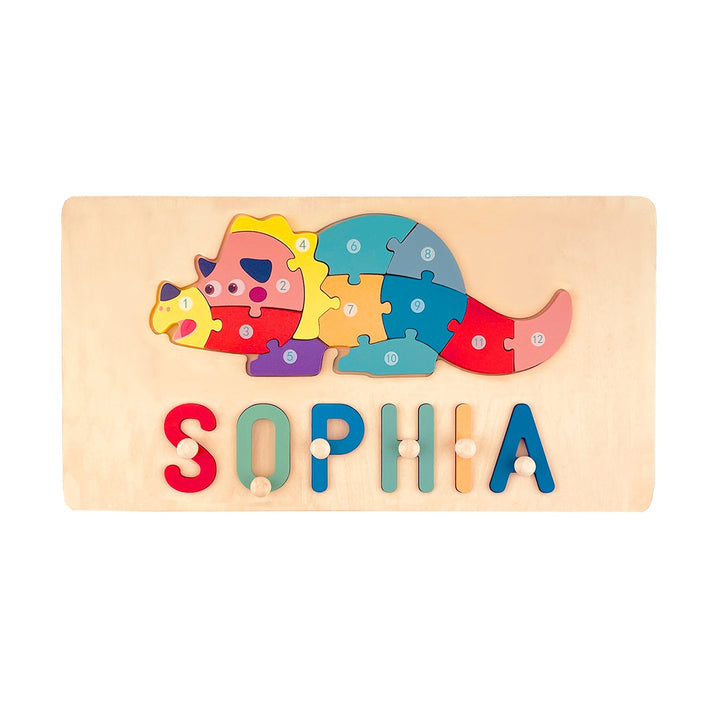 Personalized Wooden Animals Name Puzzle Stacking Puzzle