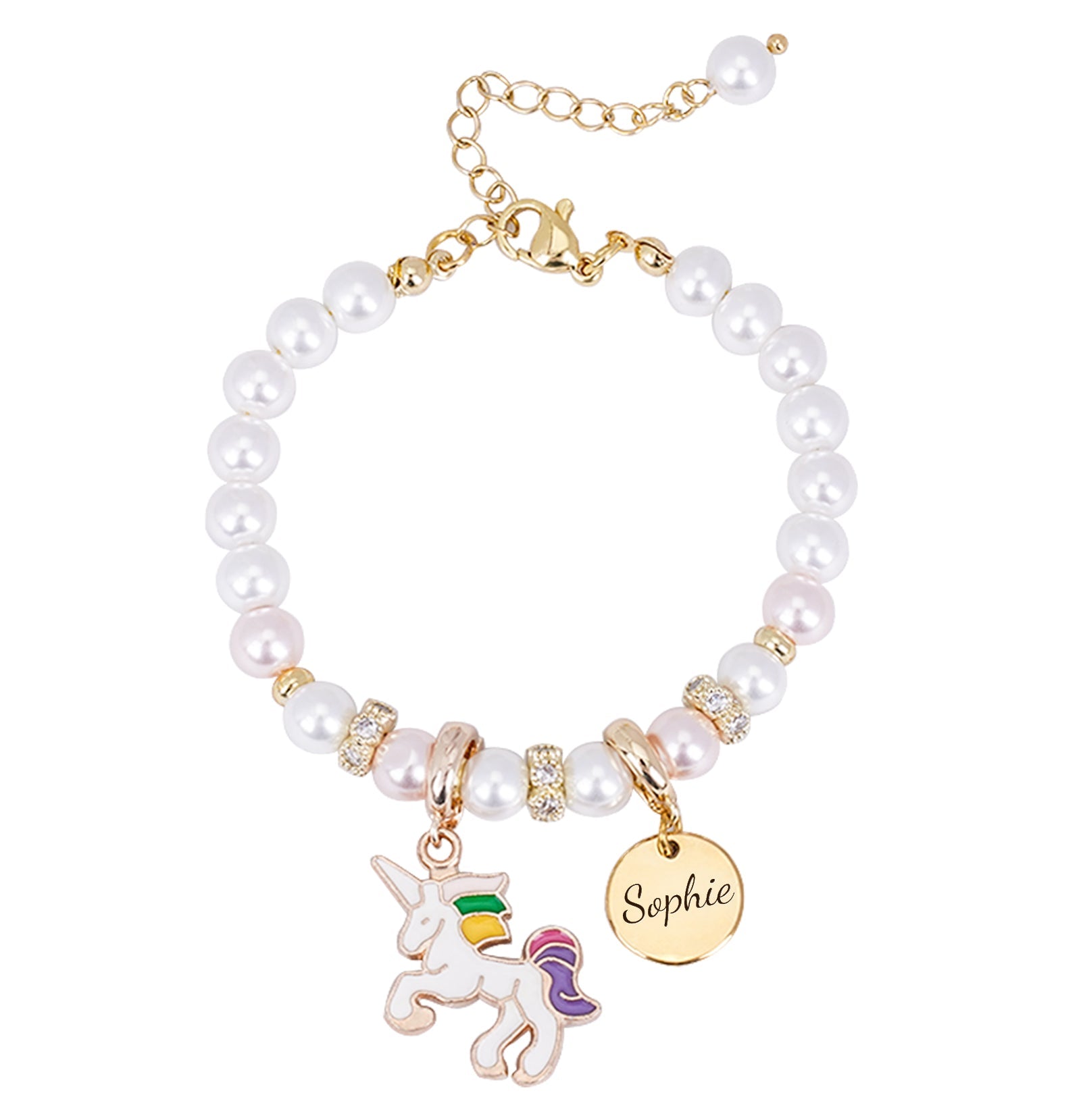 Unicorn Personalized Children's Name Pearl Bracelet