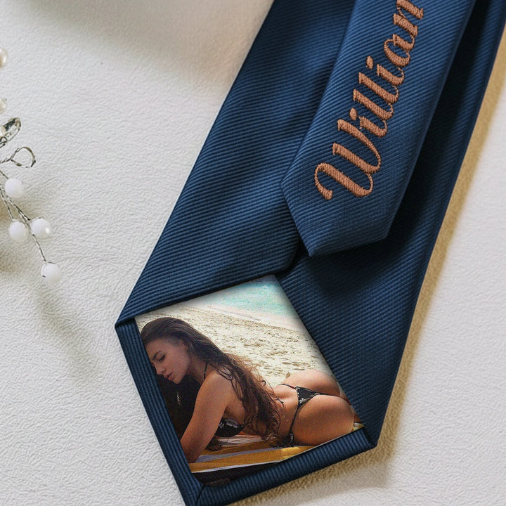 Naughty Hidden Photo Tie | Custom Private Picture Gift for Husband & Boyfriend