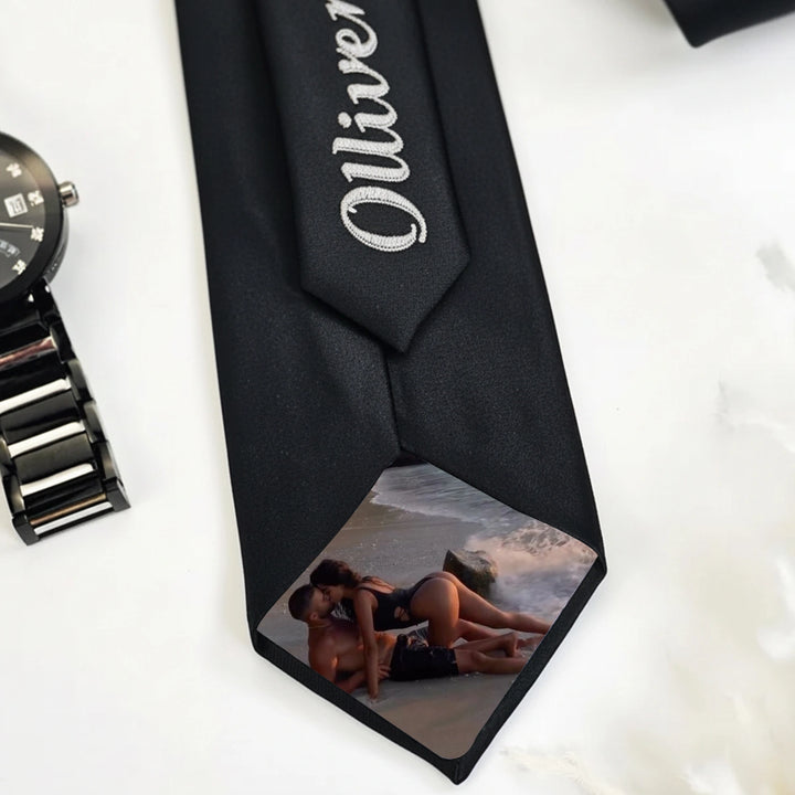 Naughty Hidden Photo Tie | Custom Private Picture Gift for Husband & Boyfriend