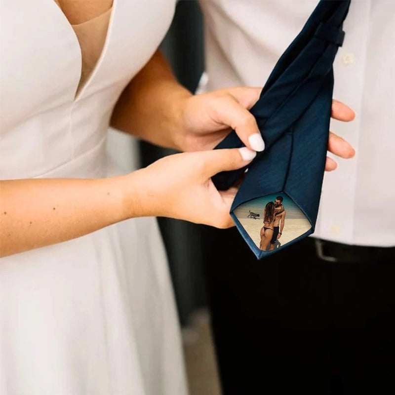 Naughty Hidden Photo Tie | Custom Private Picture Gift for Husband & Boyfriend